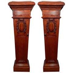 Pair Antique French Louis XVI Walnut Pedestals, Circa 1900.