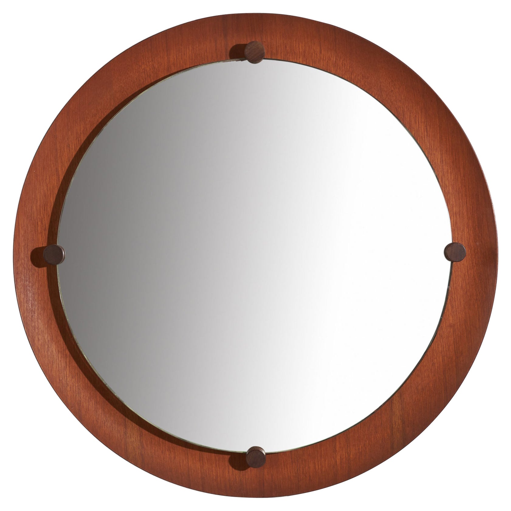 Campo & Graffi 'Attributed', Wall Mirror, Teak, Brass, Mirror, Italy, 1950s For Sale