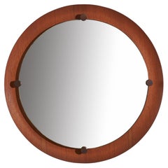 Vintage Campo & Graffi 'Attributed', Wall Mirror, Teak, Brass, Mirror, Italy, 1950s