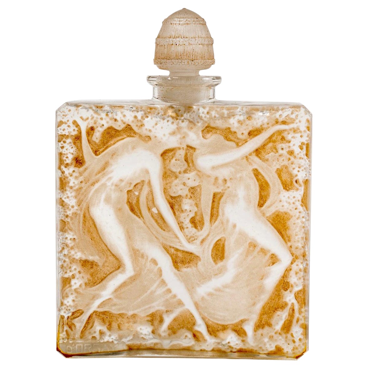 1923 Rene Lalique Elegance D'Orsay Perfume Bottle Glass Sepia Patina