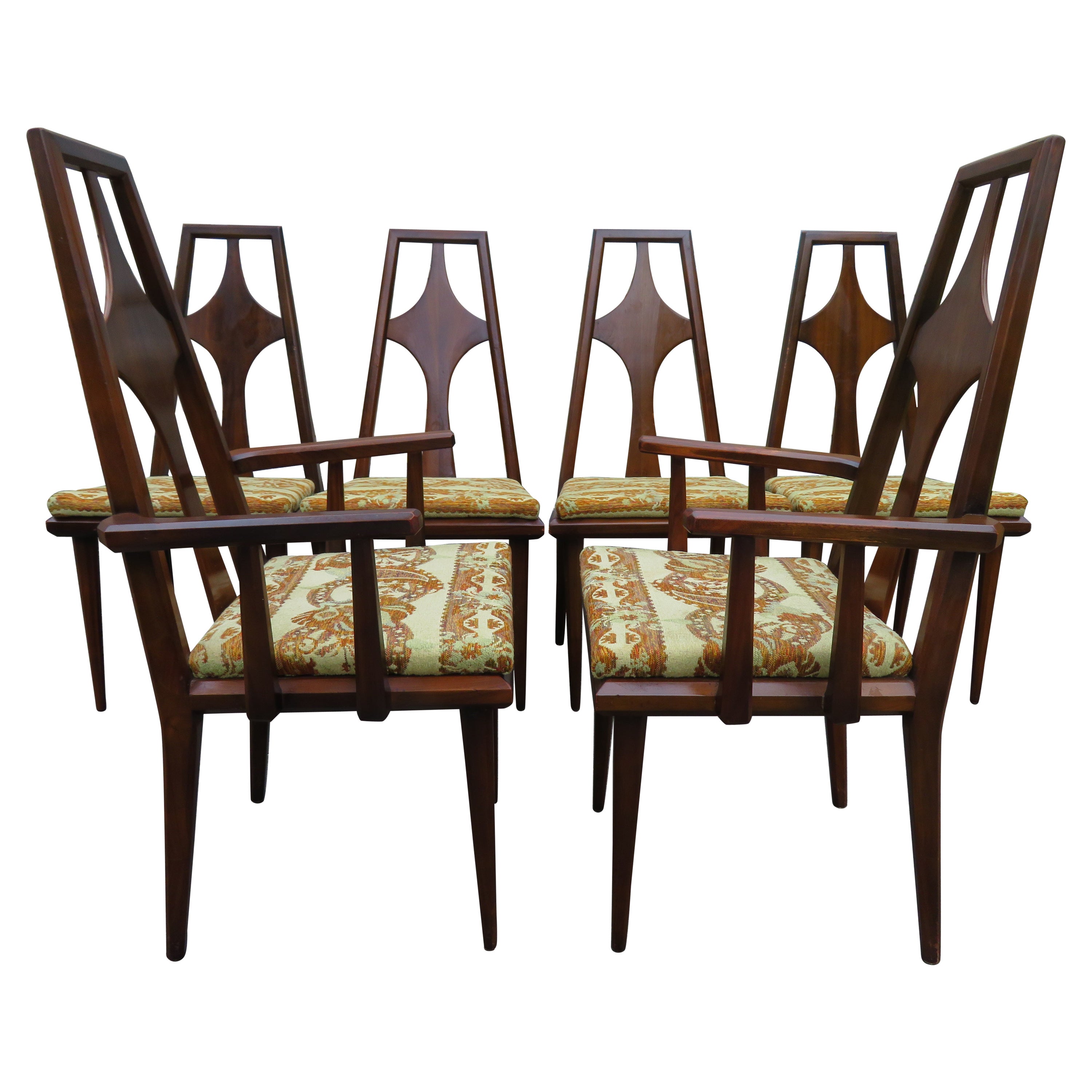 Magnifique ensemble de 6 chaises de salle à manger en noyer de style suédois moderne Edmund J. Spence