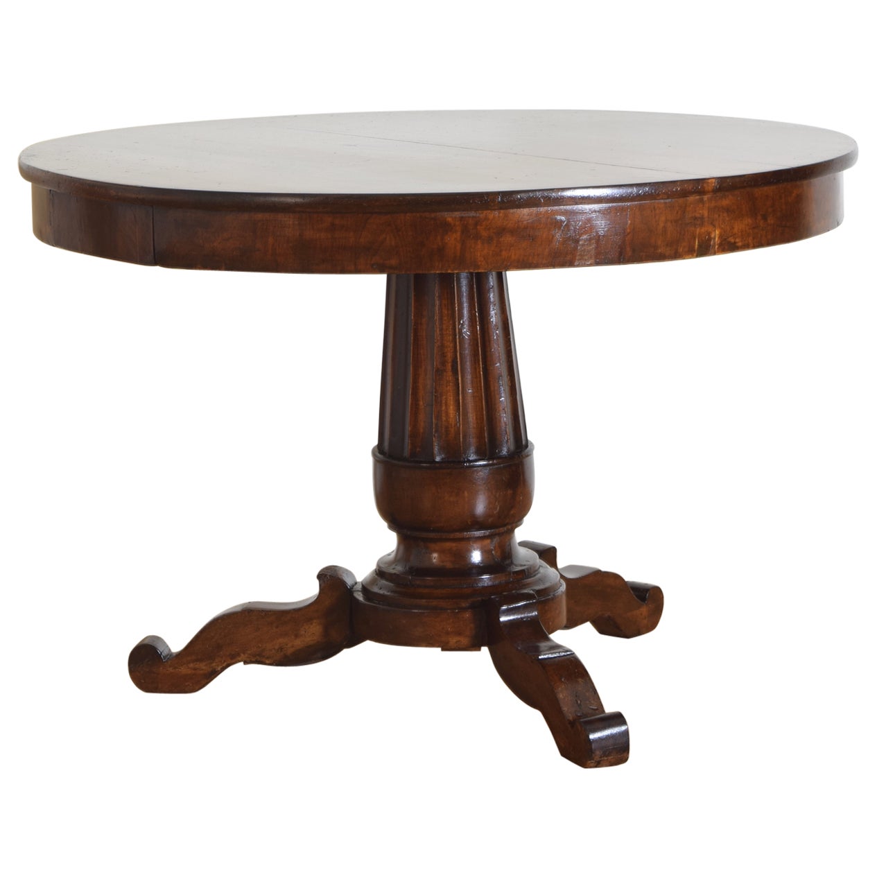 Italian, Lombardia, Walnut Neoclassic 2 Drawer Center Table, ca. 1835