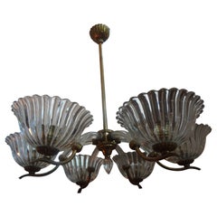 Murano Glass and Brass Chandelier by Ercole Barovier