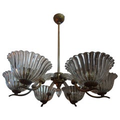 Murano Glass and Brass Chandelier by Ercole Barovier