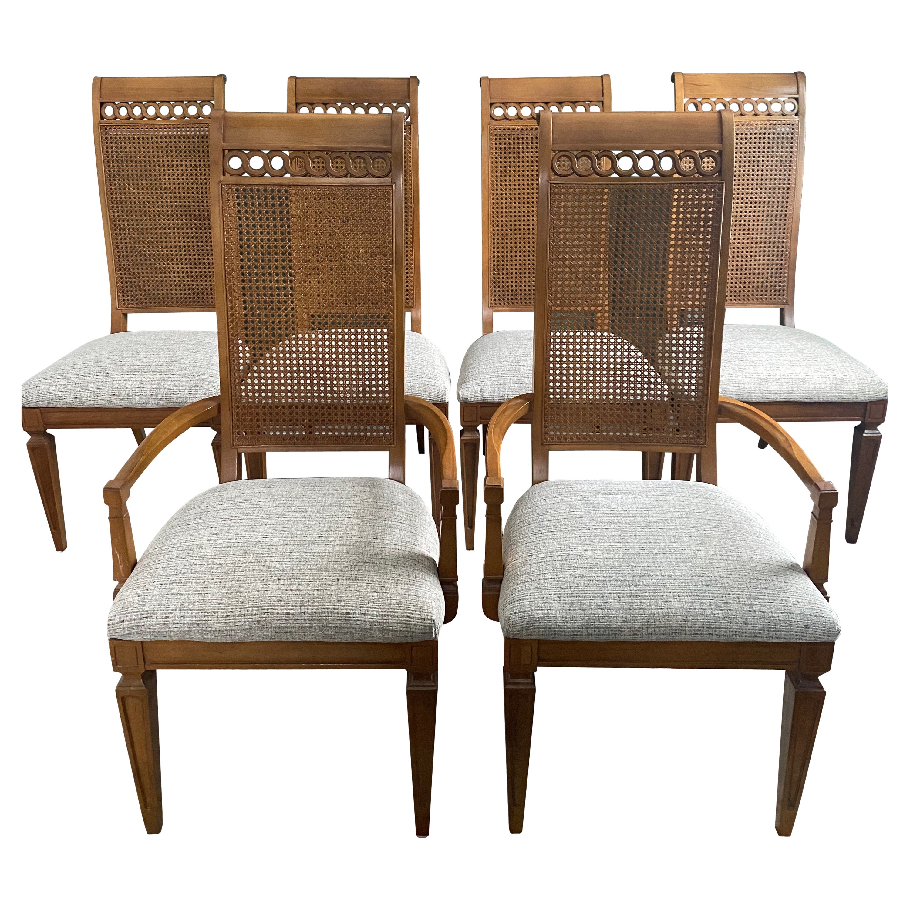Set of 8 Hepplewhite Italian Made Cane Back Dining Chairs at 1stDibs