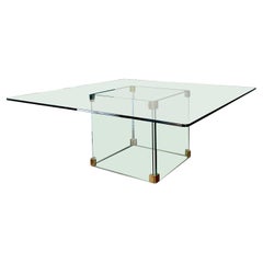Large Square Glass Coffee Table in the Style of Leon Rosen for Pace Collection