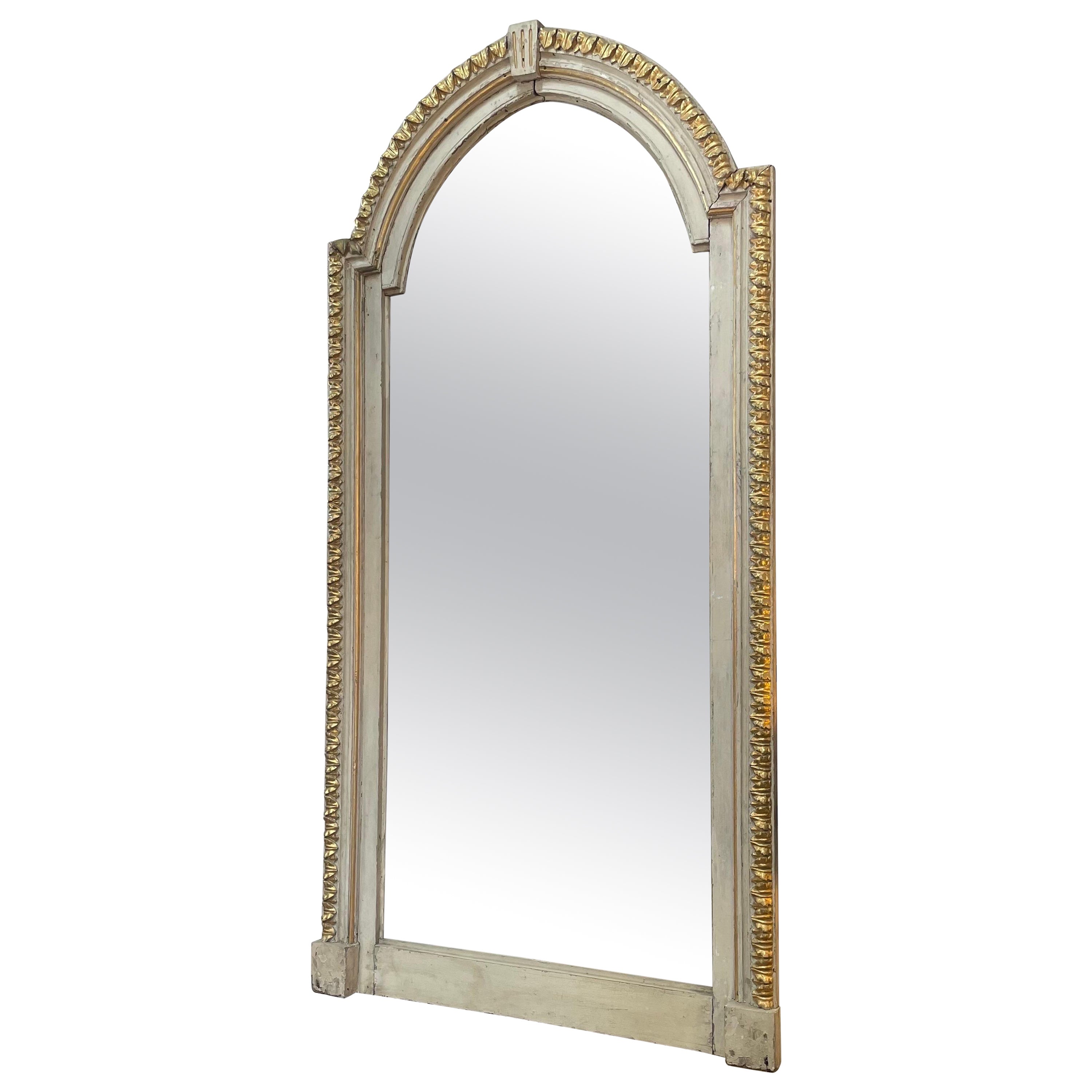 18th Century Portuguese Painted White and Gold Gilt Mirror For Sale