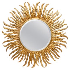 Grand miroir Sunburst en bronze coulé