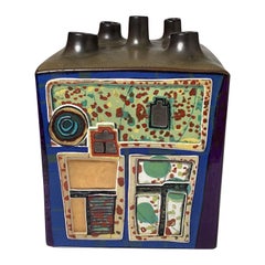 Handbemalte Blumenhausvase von Rosenthal, signiert F. Hundertwasser