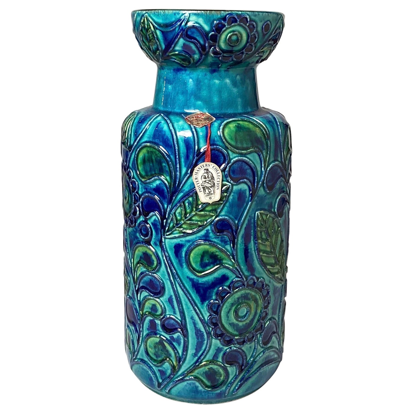 A vibrant Blue Mid Century Modern Ceramic Vase by Bay Keramik