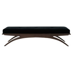 Large-Scale Convex Bench in Oak and Mohair by Stamford Modern