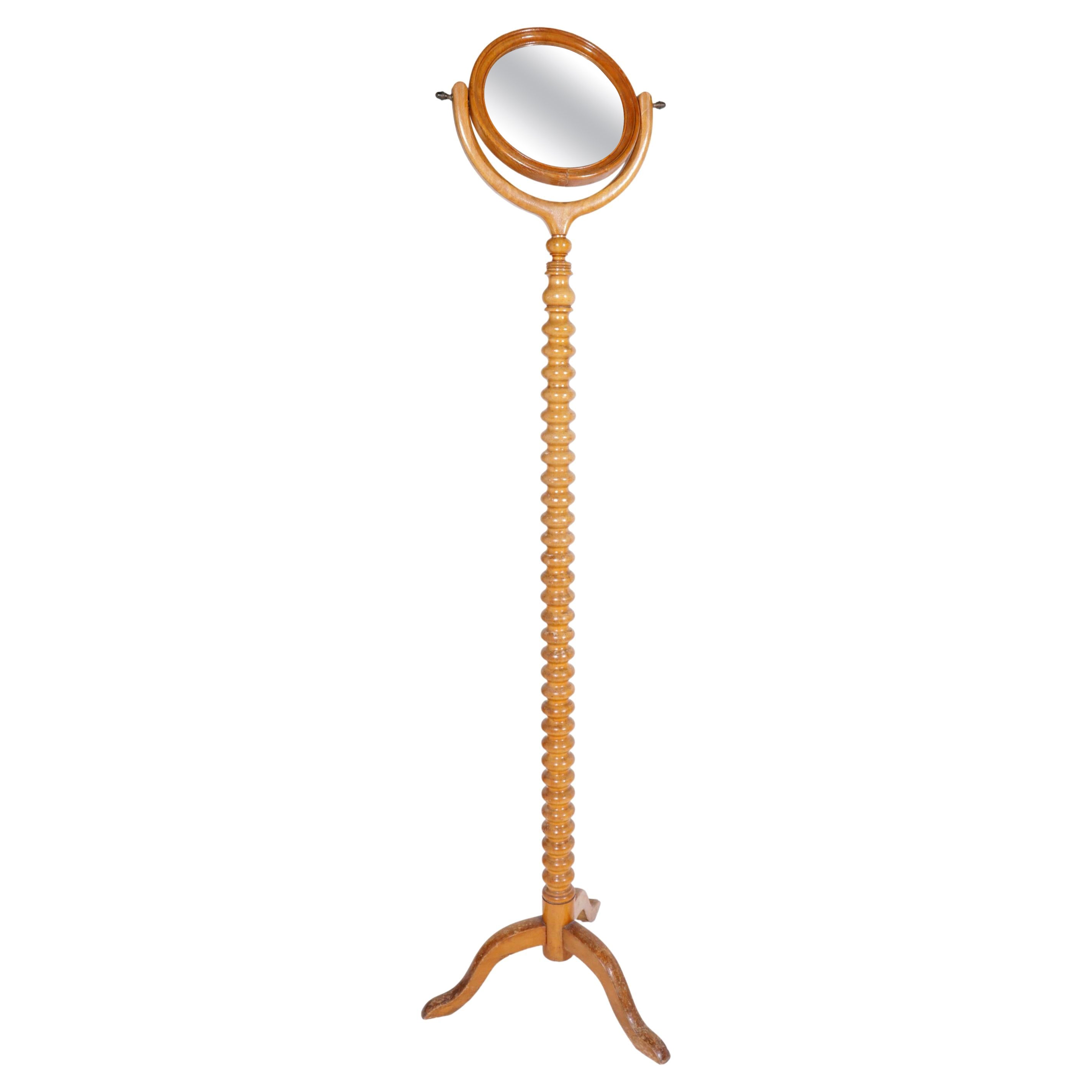 Miroir de sol victorien anglais en bois fruitier