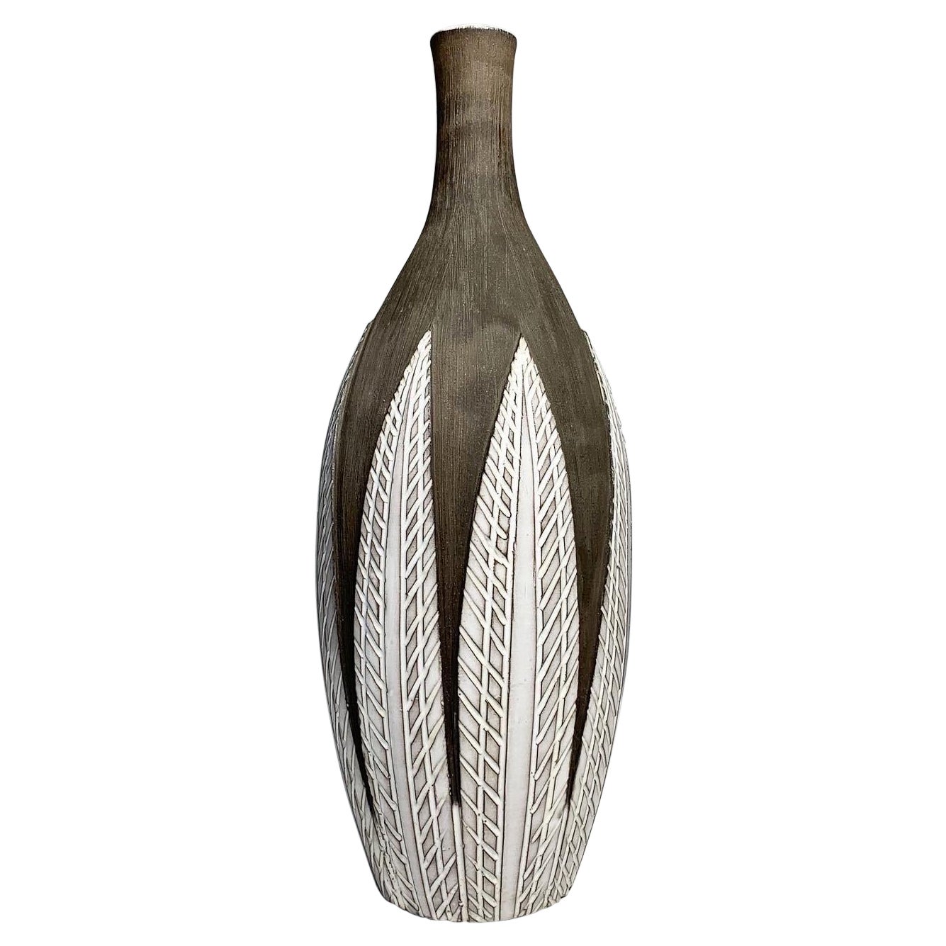 Anna Anna-Lisa Thomson Paprika-Vase aus Steingut mit Relief Upsala Ekeby 1950er Jahre