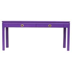 1970s Purple Console Table with Brass Handles Postmodernist