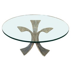 Retro 60s 70s Coffee Table Luciano Frigerio Brutalist Bronze Glass Table