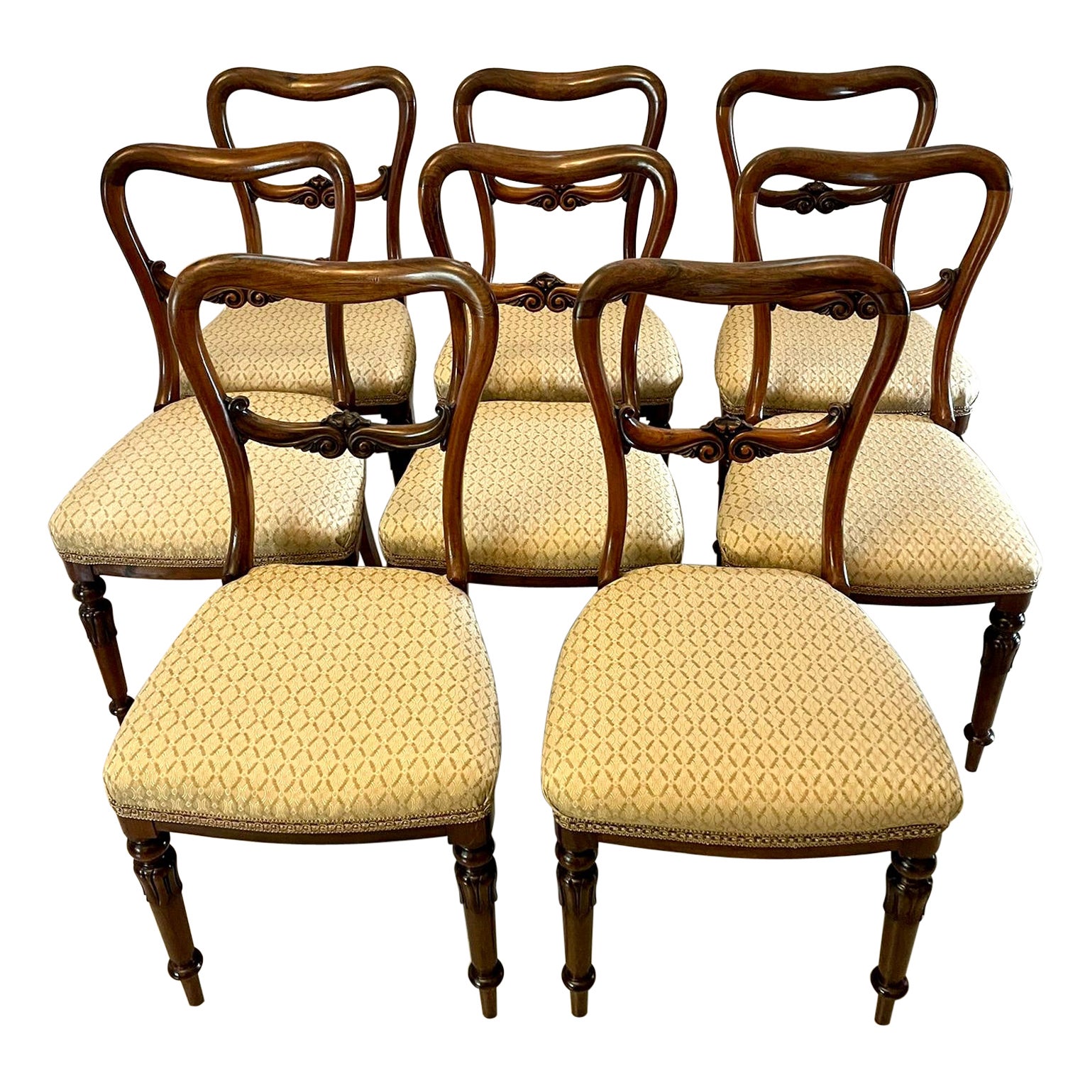 Fine Quality Set of 8 Antique Victorian Rosewood Dining Chairs
