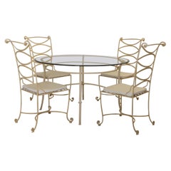 Retro Dining Table, 4 Chairs, Wrought Iron, 1980