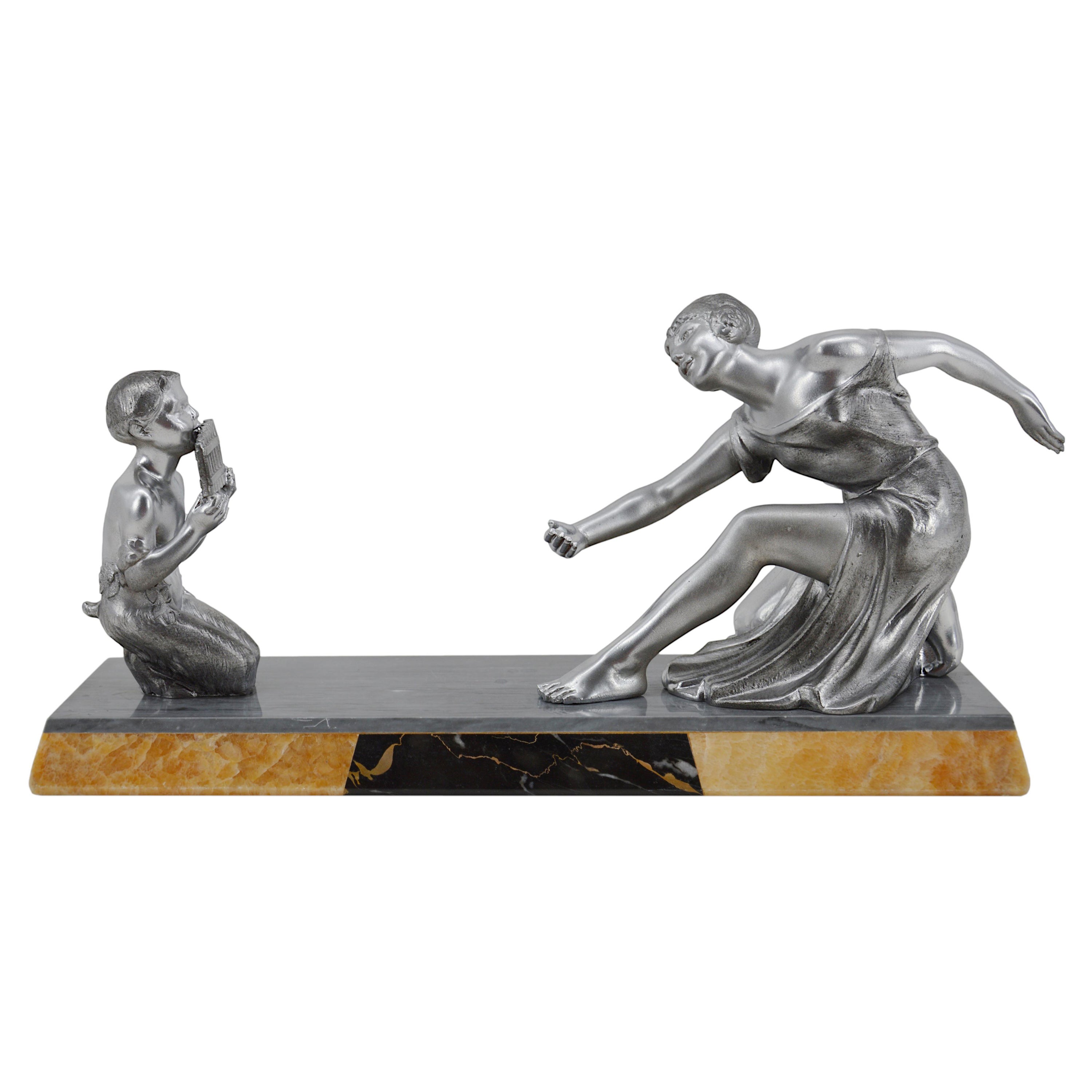 French Art Deco Statuette of Young Girl, 1920s For Sale at 1stDibs