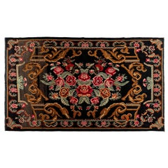 5.7x9.4 Ft Vintage Bessarabian Kilim, Floral Handwoven Wool Rug from Moldova