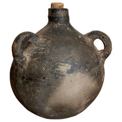 Mid 20th Century Black Clay Mezcal Jug from Oaxaca, Mexico