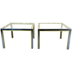 Retro 2x 60s 70s Coffee Table Side Table Chrome & Brass