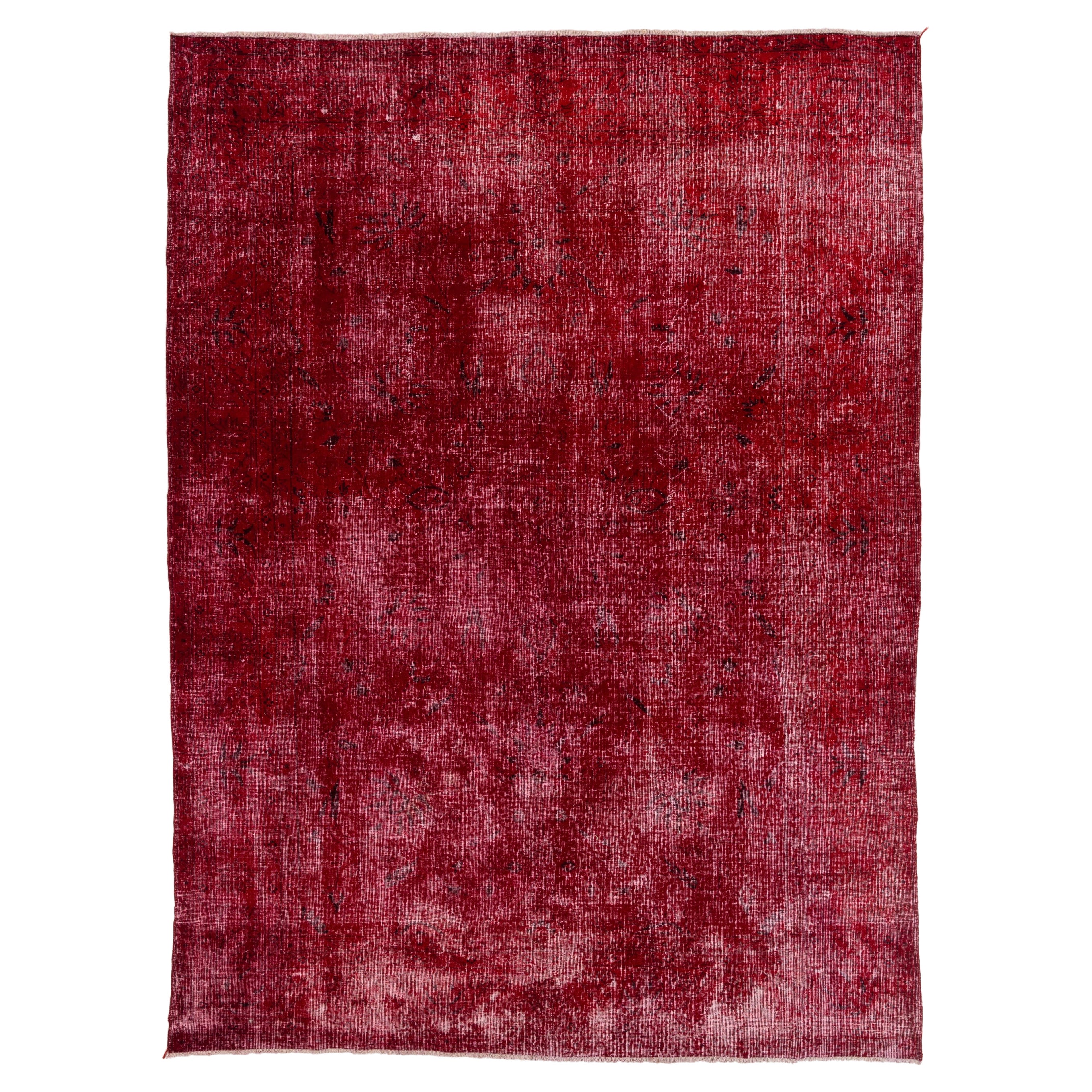 7.4x10 Ft Distressed Handmade Turkish Area Rug in Red 4 Modern Home and Office