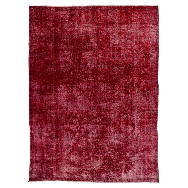 7.4x10 Ft Distressed Handmade Turkish Rug Overdyed in Red 4 Modern Home ...