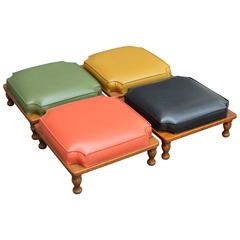 Retro Set of Midcentury Stacking Ottomans