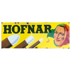 Porcelain Cigar Sign with Jester for Hofnar Cigars, The Netherlands, 1950s