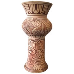 1960s Native American Pueblo Clay Tall Vase