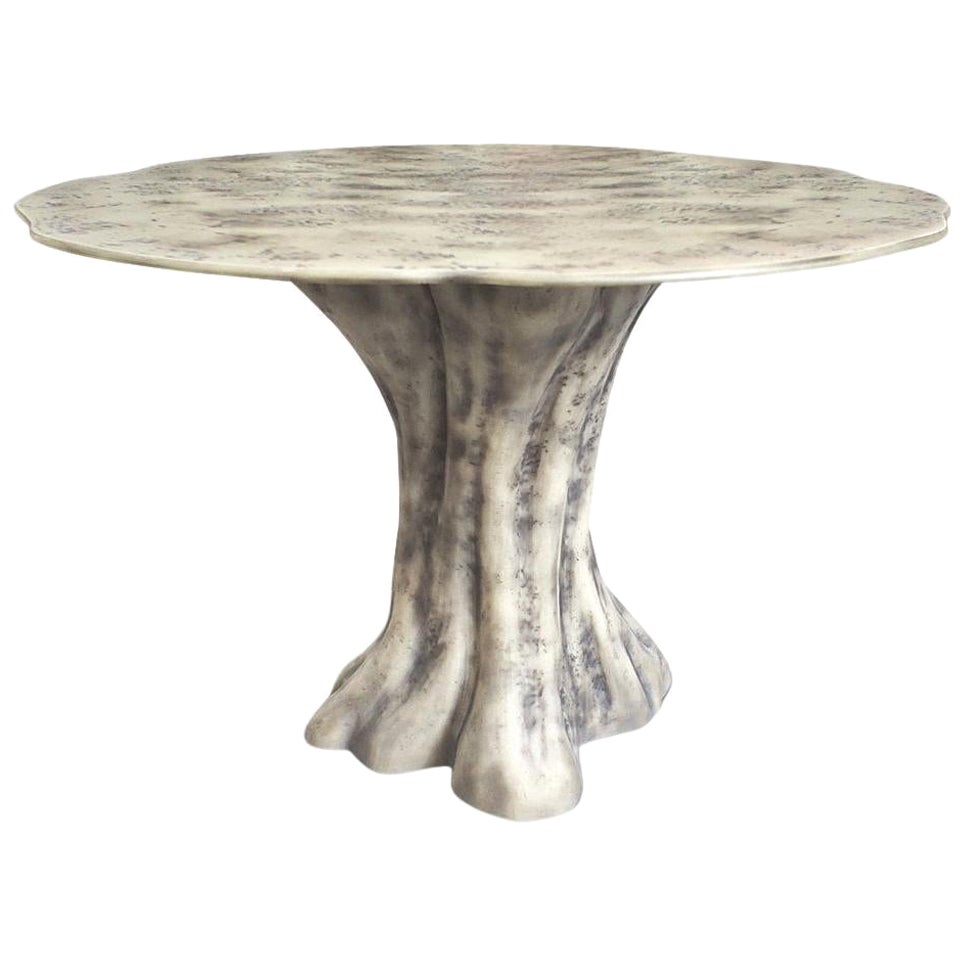 Outdoor Fiberglass Dining Table in Aged Finish