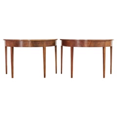 Used Pair of Georgian Style Mahogany Demilune Console Tables 