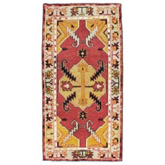 Retro Mid-20th Century Handmade Turkish Oushak Throw Rug