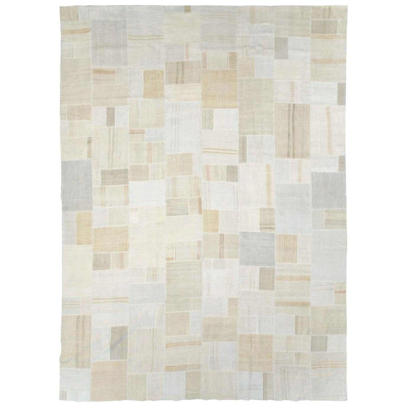 Grand tapis Kilim turc contemporain fait à la main, de style patchwork, tissé à plat