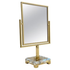 Polished Brass and Acrylic Vanity Mirror by Charles Hollis Jones