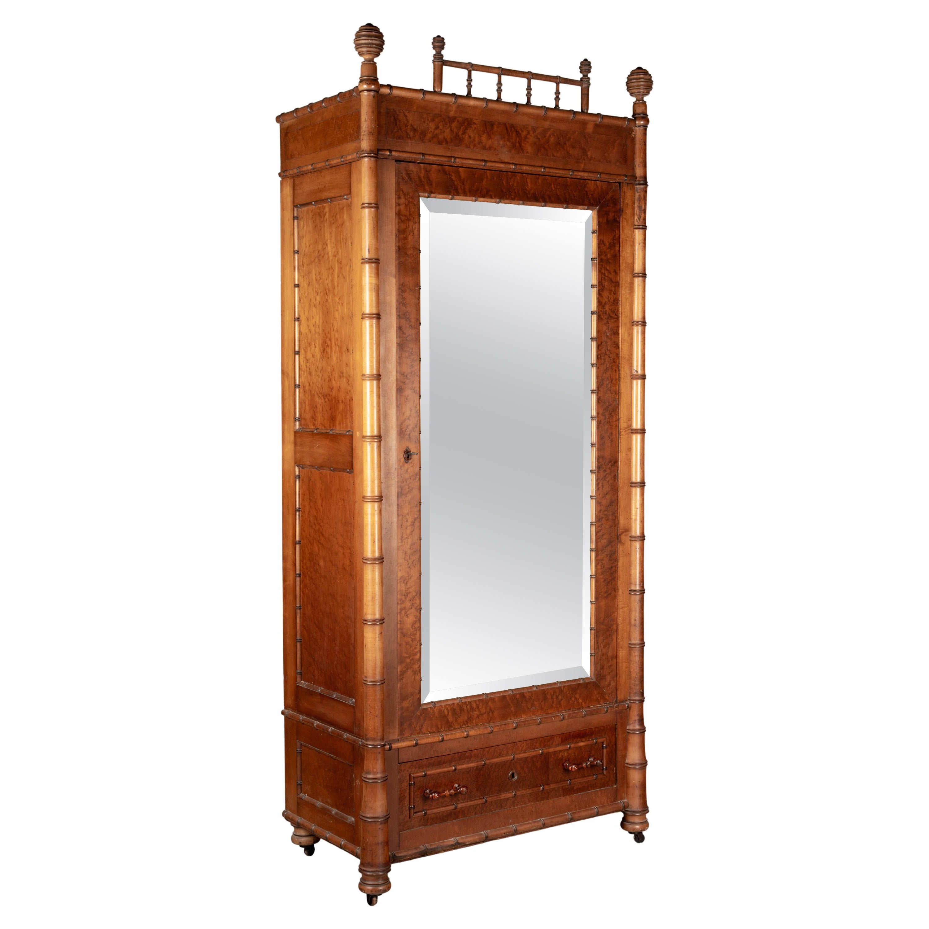 R.J. Horner Aesthetic Movement Faux Bamboo Armoire and Nightstand