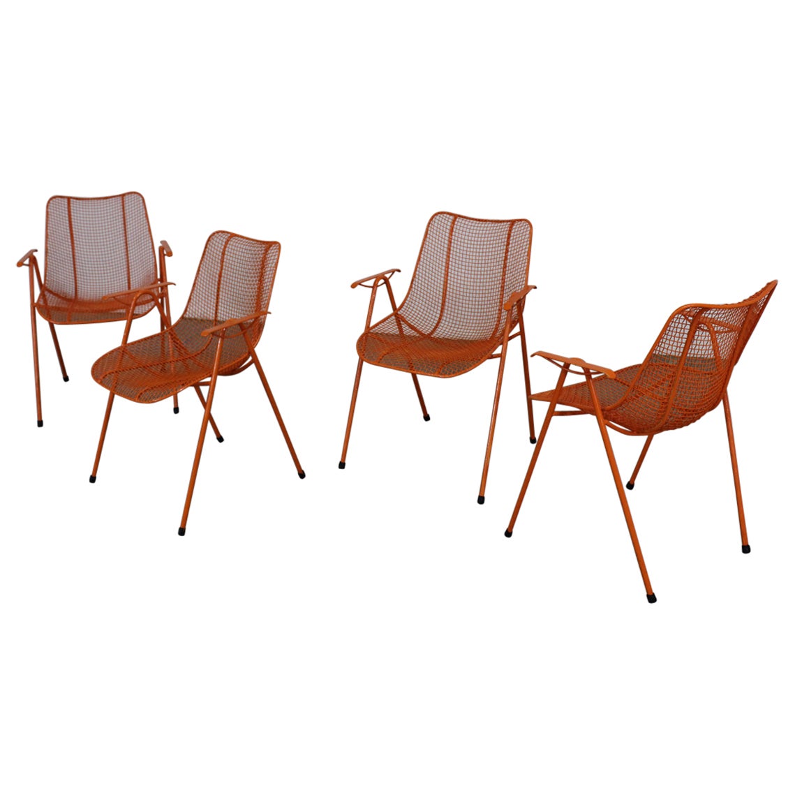 Ensemble de 4 chaises d'extérieur Sculptura de Woodard de style mi-siècle moderne en vente