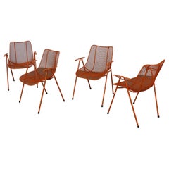 Set of 4 Mid-Century Modern Woodard Outdoor Sculptura Chairs