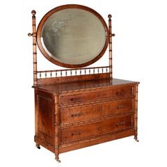 R.J. Horner Aesthetic Movement Faux Bamboo Dresser with Mirror