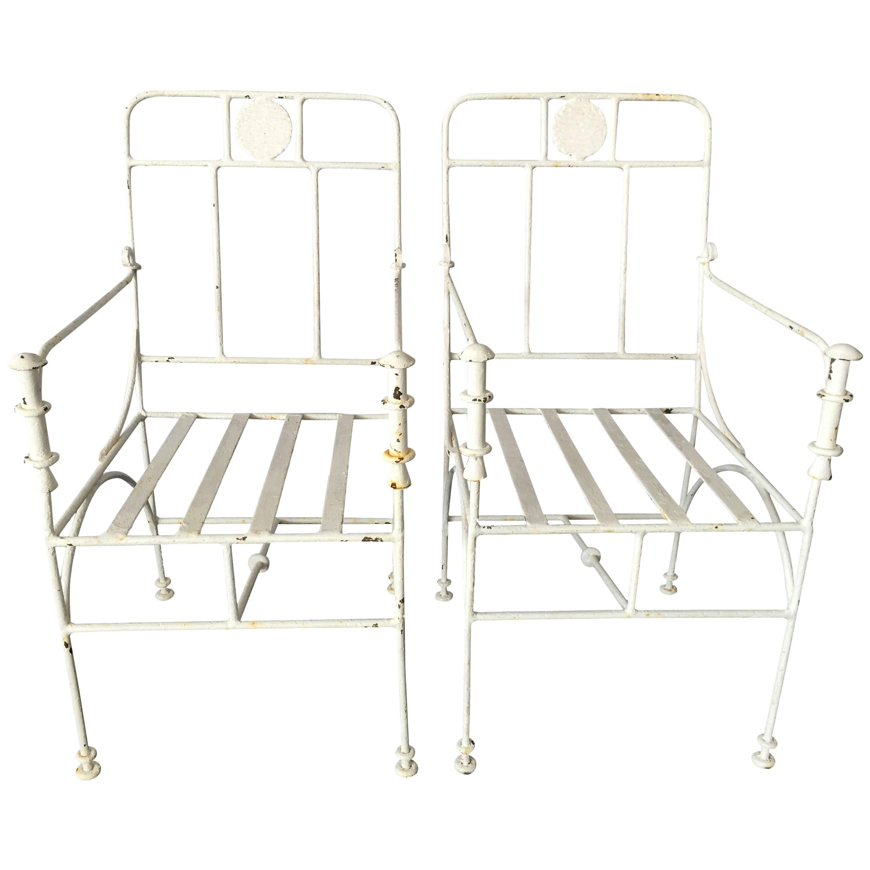 Pair of Vintage Wrought Iron Chairs in the Manner of Giacometti