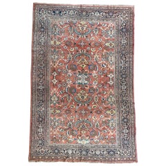 Antique Persian Mahal rug, 1920s, All-Over Pattern, Salmon, hand knotted wool
