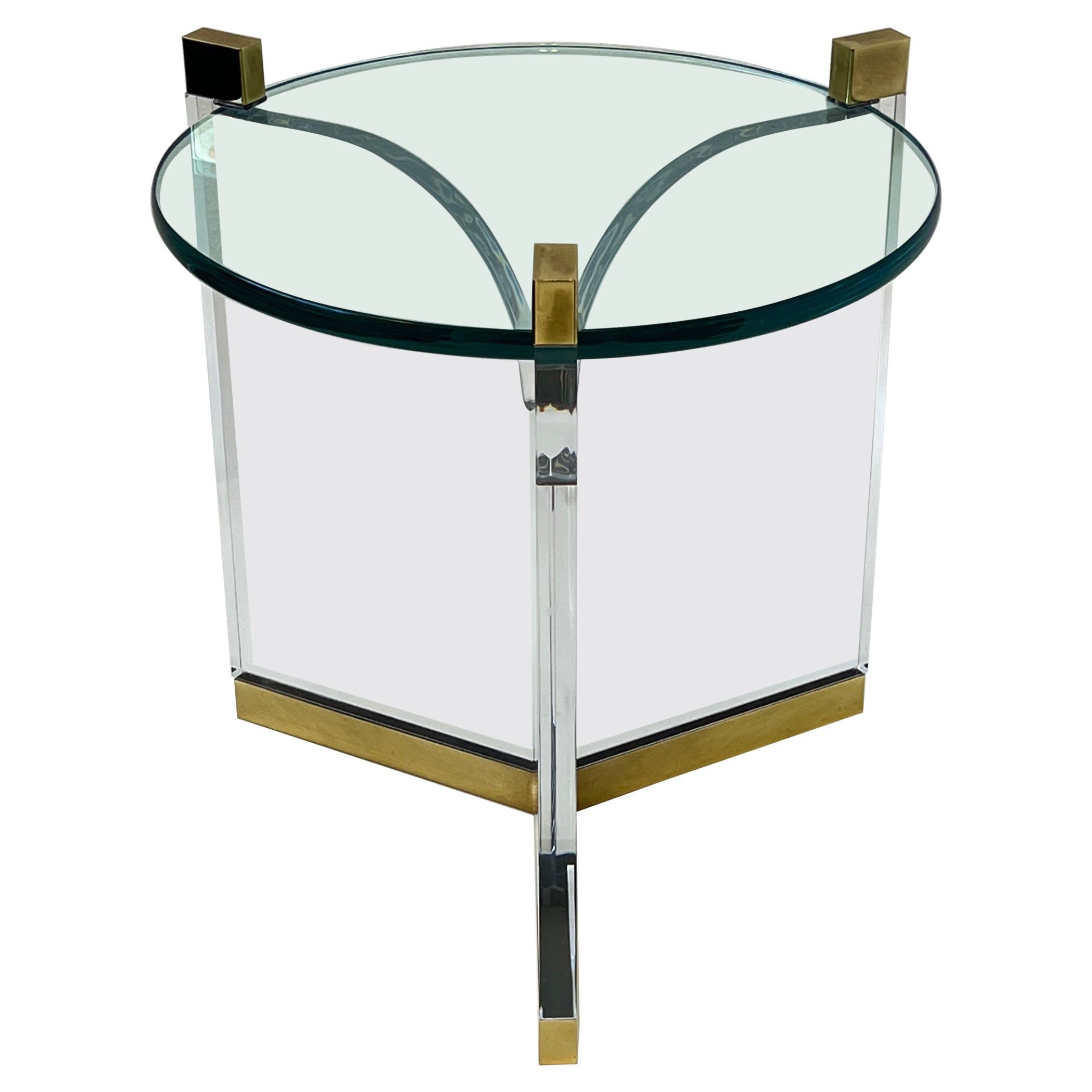 Lucite and Brass Side Table by Charles Hollis Jones  For Sale