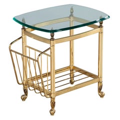 Vintage Brass Magazine Stand End Table