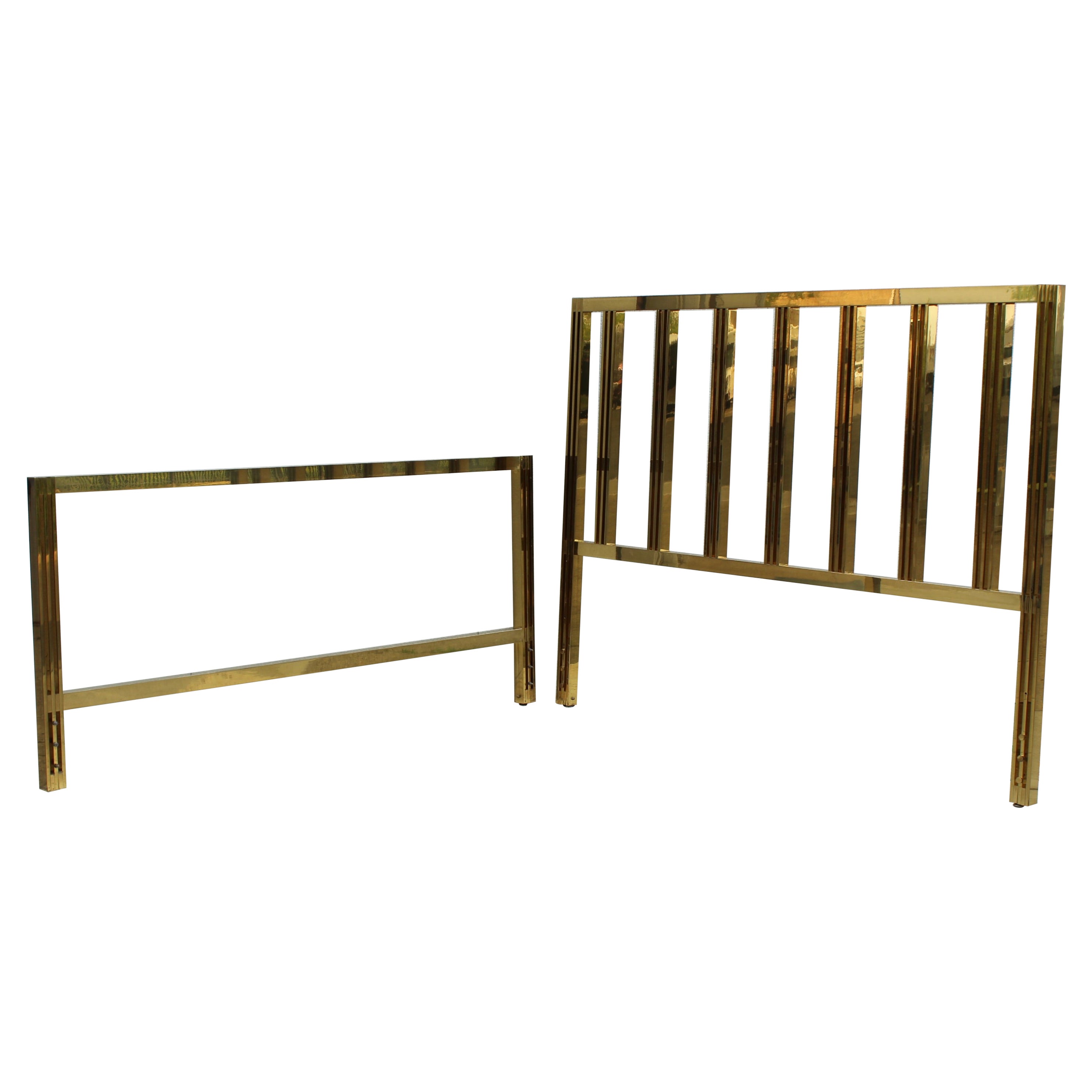 1970's Modernist Solid Brass King Size Bed