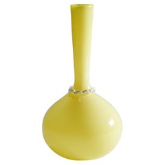 Retro Vittorio Zecchin for Venini Soffiato Vase in Yellow and Lattimo Glass ca. 1950s