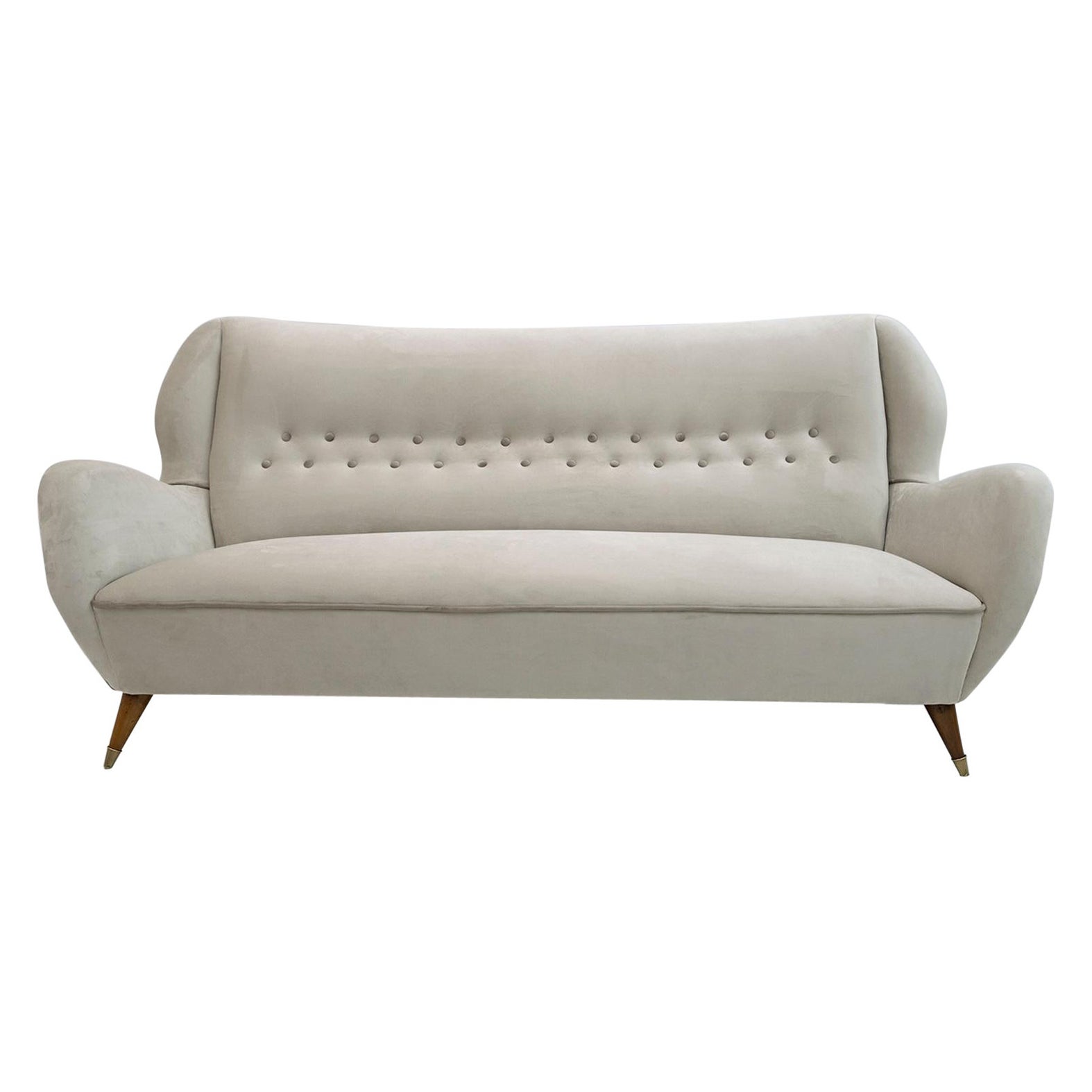 Attributed Gio Ponti Mid-Century Modern Velvet Sofa for ISA, 1950s