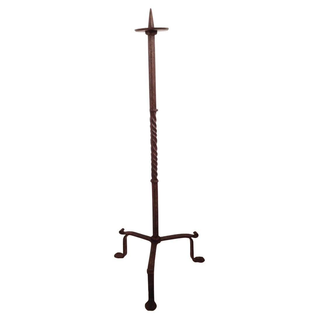 17th-18th Century French Hand Forged Iron Candleholder