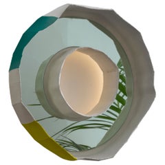 Ring Aura, applique murale encastrée en céramique multicolore en forme de miroir, artisan contemporain