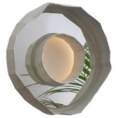 RING AURA Zeitgenössische handwerkliche weiße Einbaubeleuchtung aus Keramik mit Spiegel-Lampen