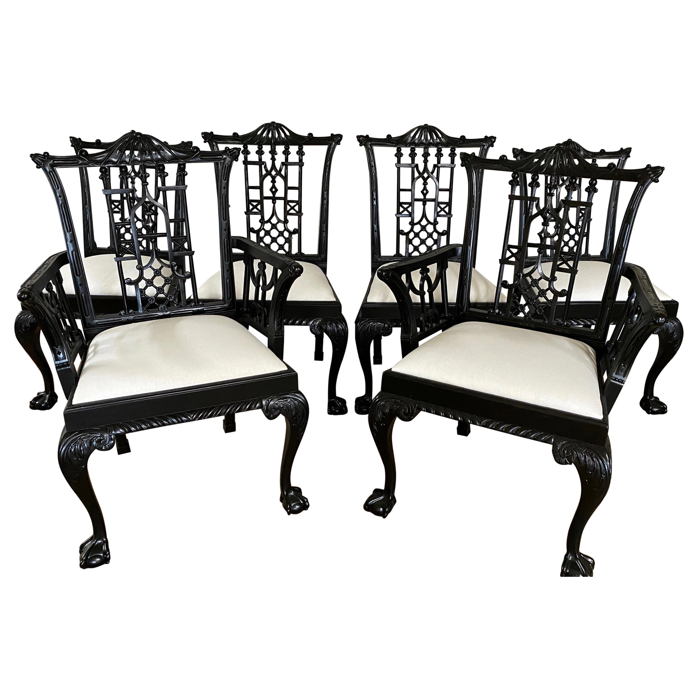 Set of 6 Chinese Chippendale Style Dining Chairs